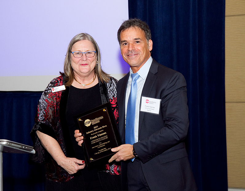 Frank Yiannas, vice president of food safety at Walmart received the 2015 Industry Advocate Hero for his role in going above and beyond in advocating food safety for the world's largest food retailer. Picture with Deirdre Schlunegger of STOP Foodborne Illness.