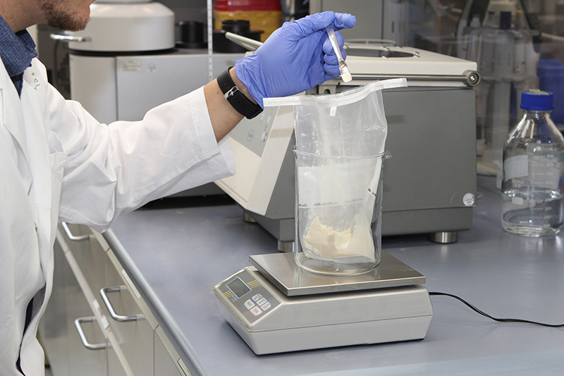PCR Test, weighing milk powder